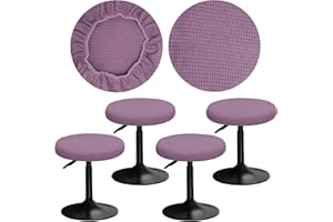 YINGAYOU Hockerbezug Rund 30-40 cm Bezug Barhocker Rund mit Plüsch Quadrate Luxuriöser Stoff Waschbar Dehnbar Wunderschöne Farbe für Runde und Eckige Hocker (4, Violett)