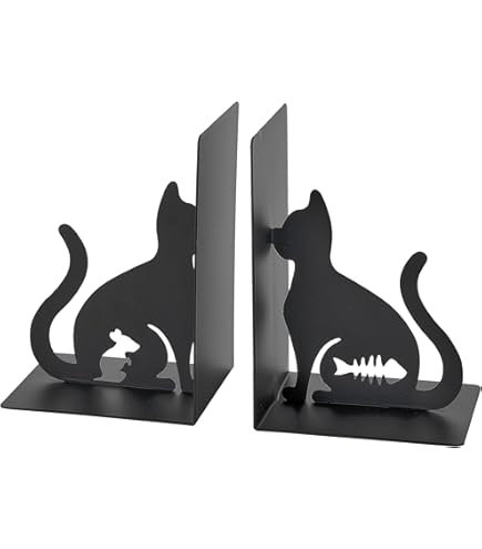 Fermalibri A Forma Di Gatto In Plexiglass Nero - 2 Pezzi DX+SX, 17x20x12 Cm, Made In Italy - Foto 4