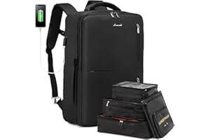 LOVEVOOK Sac a Dos Voyage Cabine Avion Homme Femme Sac à Dos pour Ordinateur Portable Bagage à Main Imperméable Packable Backpack Sac Valise 17 Pouces de Travail Randonnée Affaires Noirail Travel Noir