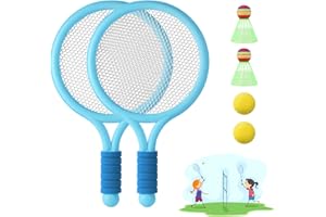 JurciCat Raquette Badminton Enfant Set Raquette de Tennis Raquette Tennis Raquette Tennis Enfant Set Cadeau pour Enfants Sport d'extérieur Indoor