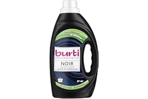 ‎BURTI burti NOIR Feinwaschmittel – Black Waschmittel flüssig ohne Bleichmittel & Weichspüler - Fleckenentferner - 29 Wäschen – Farb- & Faserschutz für dunkle Textilien