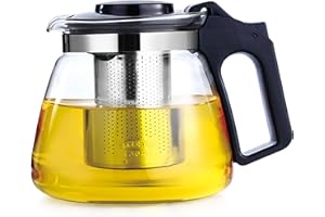Lovegrace Glass Teapot with Strainer Attachment, Heat Resistant, Stainless Steel Filter Strainer, Overheating Protection, Ideal for Loose Teas (1100 ml)