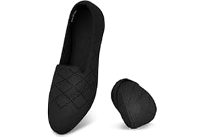 Puxowe Damen Ballerina Flache Schuhe Runde Zehe Strick Kleid Schuhe Niedriger Keil Slip On Ballerina Walking Flats für Frauen