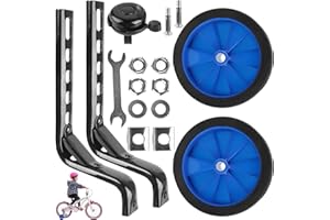 ASFRODE Roues stabilisatrices réglables pour vélos pour enfants, roues en caoutchouc, équipées de stabilisateurs robustes pour vélos de 12/14/16/18/20" à vitesse variable et vitesse unique (bleu)