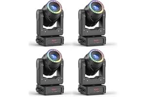 KRIDERISH 150W Teste Mobili Luce da Palcoscenico, RGBW LED Gobo dmx512 Spot Zoom Luci da Festa con 13°-15° Effetto di Focus 7 Modelli 7 Colori 3 Prismi Adatto per Palcoscenico Discoteca DJ Bar Natale 4PCS