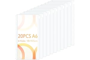 20 Stück A6 Binder Taschen, Caianwin PVC 6-Loch Reißverschluss Ordner,Wasserdicht Kunststoff Bindertaschen, Transparent Geld Budget Umschläge, Budget Planer Zubehör für Binder A6