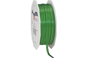 PRÄSENT C.E. PATTBERG Nastro raso colore verde, nastro di raso per impacchettare regali, lungh. 50 m, largh. 3 mm, nastro per pacchi regalo, per decorare e bricolage, per varie occasioni