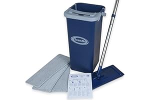 CleanAid Scopa, Secchio e Scopa Spinatore Formosa-Kit Pulizia Completo-Scopa Piatto con Manico in Acciaio Inossidabile-3 Ricariche in Microfibra-Perfetto per Pulire Pavimenti in Legno e Pavimenti