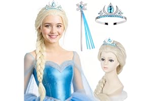 YULONGWU Peluca Rapunzel Niña, Accesorios de Vestir Princesa, corona de tiara y varita mágica de hadas, Princesa Peluca Niña, para Carnaval, Fiesta, Cumpleaños, Cosplay