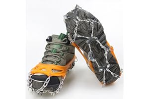 Bingyouth Ice Klampen Steigeisen, Grödel Steigeisen für Bergschuhe, Verdickte Schuhkrallen aus Edelstahl Anti-Rutsch Schuhspikes für Damen Herren für Wandern Klettern Angeln