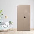 RIGID Home Cupboard with Clothes-Hanging Space Shelving - Flush Key lock (Beige)