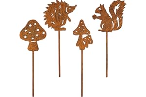 BOFUNX 4pcs Scoiattolo Arrugginito Decorazione da Giardino in Metallo Arrugginito Decorazione da Giardino in Ruggine Decorazioni Autunnali per Giardino Prato