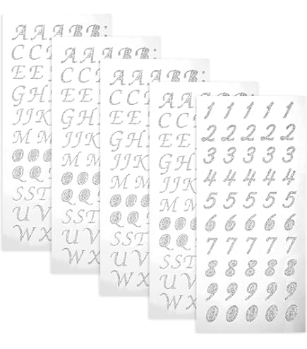 Oaktree Crafts Eleganza 50 Autocollants Avec Chiffres, Couleur Argent