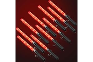 RoadHero 10 Pack 21 Inch Traffic Wand, Brightness Traffic Control Baton with 2 Flashing Modes, Safety Marshalling Wands with Side Clip for Airport, Parking Lot, Car Directing