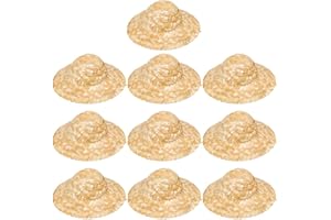 MILISTEN 10pcs Doll Straw Hat Miniature Knitting Hat Mini Straw Hat Craft Fascinator Cap Sunhat for Dollhouse DIY Craft Decoration Accessories Size 9