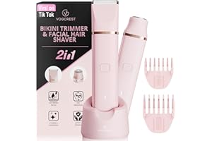 VG VOGCREST Rasoio elettrico per bikini: ricaricabile per rimuovere i peli del corpo, da donna, indolore, per braccia, ascelle, gambe, peli pubici (rosa)