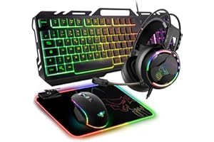 Spirit of Gamer - Ultimate 300, Pack Clavier Souris Gamer 4en1, Casque Gaming & Tapis RGB, pour PC, PS5, PS4, Xbox One, Clavier Gamer AZERTY FR, Touches Anti-Ghosting, Souris Gamer 8 Boutons 8000 DPI