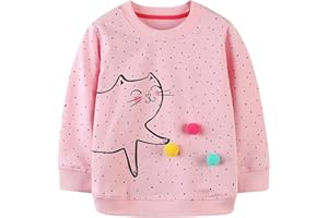 Dinopjs Mädchen Sweatshirts Regenbogen Künstlerisch Pullover Kinder Lässige Langarm Jumper Cartoon Bedruckte Warme Baumwolle Sport Shirts, Feiertage, Events, Geburtstag Geschenke für 2-7 Jahre