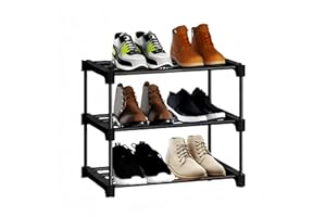 Shoe Aovksoed rack 3-Tier Shoe Organizer, Slim Storage, Lightweight Shelf for Closet, Entryway, Hallway, Bedroom, Space-Saving, XJ123