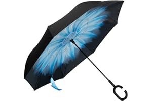 Braty Decorations Seitenverkehrter Stockschirm, Innovativer Regenschirm, Doppelschichtiger Regenschirm, Umgekehrter Regenschirm, Regenschirm mit C-förmigem Griff