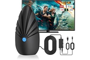 PopuLike TV Ariel with 360° Signal, TV Antenna with 900+ Miles Range Reception for Indoor and Outdoor, Indoor Aerial with USB Powered, 5M Cable Compatible All TVs