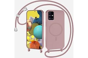 SLWYF Magnetic Mobile Phone Chain for Samsung Galaxy A51 5G, Case with Strap, Mobile Phone Case Compatible with MagSafe, Silicone Necklace Mobile Phone Case with Removable Cord for Hanging Case