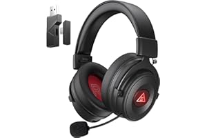 EKSA E900BT Casque Gaming sans Fil, Casque Gamer Bluetooth Wireless 2.4GHz Type-C & USB Dongle, Casque PC avec Micro Antibruit ENC, 50Hrs D'autonomie, Casque avec Jack 3,5mm pour PS4/PS/PC