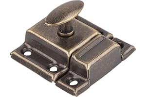 UNIQANTIQ HARDWARE SUPPLY Antique Brass Small Stamped Cabinet Latch - Antique Reproduction Oval Turn Latch | UA-141-LAB (1)