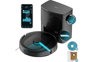 Cecotec Robot Aspirador y Friegasuelos con Base Autovaciado Conga 9590 Spin Revolution Ultra Power Home Essential. Navegación Láser, 10000Pa, App, Autonomía 240min, Cepillo Mascotas, Mopas Gitarorias