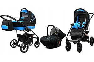 BabyLux® Enfant Poussette Combinée Set 3 en 1 - Largo - incl. Nacelle, Canne, Siège de voiture - Siège Auto - Landau Bébé - avec Sac à langer, Habillage pluie, Moustiquaire etc.