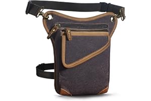 Handadsume Lona Impermeable + Cuero -Motocicletas -Senderismo-Bolsillos-Los Bolsillos de Fanny-Bolsa de Muslos y piernas-Bolsa de Cadera-para Hombres y Mujeres 211-6