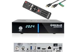 GigaBlue UHD Trio Pro 4K Box SAT-Receiver DVB-S2x DVB-C2 DVB-T2 Tuner mit 400GB Festplatte inkl. Babotech HDMI Kabel [2160p,PVR,HDMI,SD-Card Slot] - schwarz