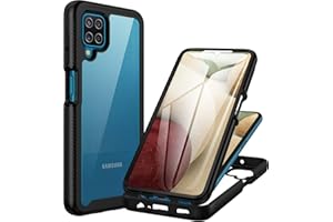 CENHUFO Funda Samsung A12 / M12, Carcasa Antigolpes 360 Grados con Protector Pantalla Integrado Robusta Doble Cara Case Transparente Anti-Amarilleo Capa Funda para Samsung Galaxy A12 / M12 -Negro