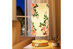 GPATIO Lampe de Chevet Tactile, Lampe de Table Intensité Variable, Deco Chambre Imprimer Abat Jour Lampe, Lampe de Bureau Led avec Ports de Charge 2 USB pour Chambre Bureau Lampes de Table Cadeau