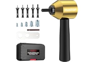 XUNTOP Rivettatrice per Dadi con 5 Mandrini M3 M4 M5 M6 M8 Rivetto Dado Per Trapano con 40PZ Accessori Adattatore per Rivetti Elettrici per Riparazioni Fai da Te Meccanici Automobilistici - Oro