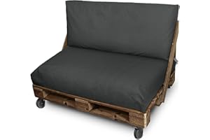 Happers Set 2 CuscinI da Esterno e SfoderabilI per Pallet in Naylim ImpermeabilI Grigio Opaco