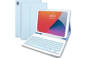 TITITINITA iPad Case with Keyboard 10.2", iPad 9th Generation Keyboard case with Pencil Holder, Detachable Wireless Keyboard (UK Layout) for iPad Case 9th Generation/8th Gen/7th/Air 3, iPad Pro 10.5(Blue)