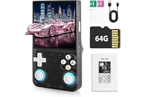 PZWR Forlarme R36Ultra Retro Handheld Game Console - Equipped with Open Source Linux System,Installed with 30000+ Retro Games,64GB TF Card,4.0 - Inch IPS Screen,Portable Handheld Emulator Console Black