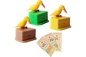 HYXODJY 3 Pack Toothpick Dispensador Pájaros Caja de Palillos de Dientes Palillero Automática y 150 piezas de palillos de madera de bambú limpiar los dientes Para cocina casera y sostener pequeños aperitivos