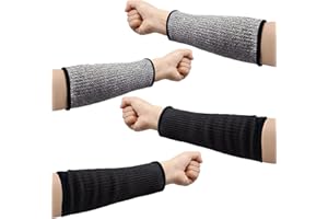 BLMHTWO 2 Pairs of Cut Resistant Sleeves, Forearm Protection, Arm Sleeves, Men Women, Comfortable and Breathable, Protective Arm Sleeves for Garden, Kitchen, Cooking (Black, Grey), Black, grey