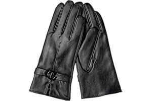 FCHITOP Guanti Invernali Caldi Donne, Touchscreen Pelle PU Guanto da Donna Foderato In Pile Termico Resistente All'acqua leggeri ed eleganti adatti per l'uso quotidiano