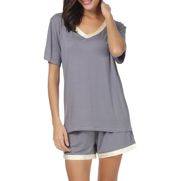 GYS Women's Bamboo Pajama Set - Short Sleeve Scoop Neck Sleepwear With Shorts, Raspberry Pink, X-Large