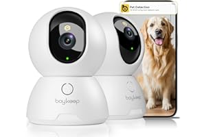 BoyKeep 2K Surveillance Cameras for Home Security, 2-Pack Indoor Camera with Night Vision, Pet Camera Indoor with App, Motion Detection, 2-Way Audio, Cloud/SD Card Storage, Compatible with Alexa