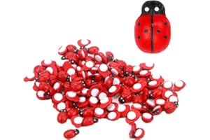 SRLWMYI Set 100 Mini Coccinelle in Legno 9x12mm - Decorazioni Fai-da-Te per Scrapbooking, Giardinaggio, Artigianato - Adesivi Colorati per Progetti Creativi - Accessori Decorativi di Alta qualità