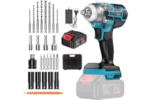 Ctalyn 21V Avvitatore a Impulsi Brushless, 300N.m 1/2 Pollice, Batteria 4000mAh, 6 Prese, Motore Senza Spazzole, Alta Capacità di Foratura per Metalli