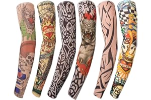 Benbilry 6 Stück Tattoo Ärmel Tattoo Armstrumpf , Unisex Nylon Temporäre Tätowierung Tattoo Strumpf Arm für Karneval Fasching Party…