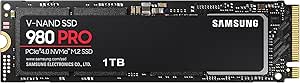 Samsung 980 PRO 1 TB PCIe 4.0 (bis zu 7.000 MB/s) NVMe M.2 (2280) Internes Solid State Drive (SSD) (MZ-V8P1T0BW)