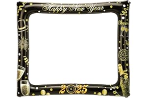 YIIIGOOOD 2025 Happy New Year Photo Booth Frame New Year’s Eve Picture Frame Photo Booth Prop Giant New Years Inflatable Selfie Frame Decorations for New Years Celebrations Party Supplies