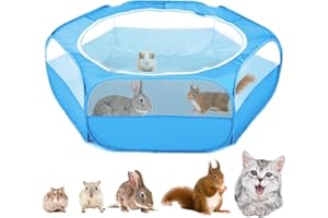 VavoPaw Recinzione per Piccoli Animali Domestici, Recinto Portatile Pieghevole Recinto Impermeabile con Cerniera per Interni o Esterni, per Gatti Conigli Furetti Criceto Scoiattolo - Azzurro