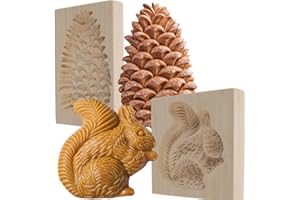 AOHAO 2 stampi per biscotti in legno, per biscotti per bambini, in legno, per cuocere in 3D, intagliati e biscotti a forma di pan di zenzero, per fai da te, goffratura artigianale, decorazione (A)